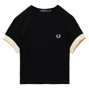 FRED PERRY女装合身短袖T恤2026夏季新款时尚活力条纹边饰短上衣