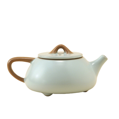中式复古汝窑天青陶瓷石瓢壶防烫