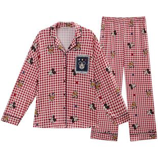 Gukoo/果壳情侣睡衣红色新年女睡衣春秋新款迪士尼男家居服套装C