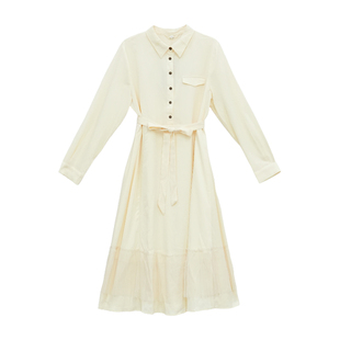 it'real瑞尔春季新款翻领收腰百搭休闲连衣裙女