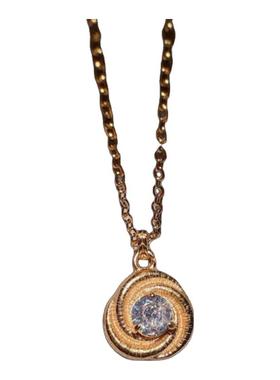 珠宝 莫比乌斯拉丝玫瑰花镶钻戒指 镀18K金 漩涡花朵锆石项链套装