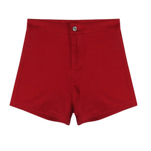 复古红女团牛仔短裤女高腰辣妹夏季弹力紧身显瘦包臀A字热裤ins潮