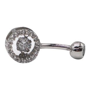 灵动肚脐钉S925纯银闪钻肚脐环女圆形防过敏网红穿孔饰品粗针1.5