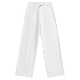 TGWALL「云野」白色阔腿长裤弯刀裤直通宽松纯棉男女四季休闲裤子