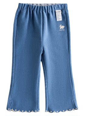 【新品】OAK FAMILY裤子女童喇叭裤雪尼尔童装春秋仿牛仔裤