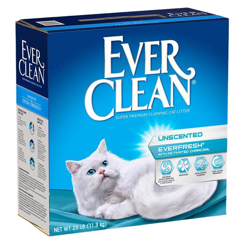 EverClean铂钻猫砂蓝紫红标膨润土活性炭除臭无尘25磅11.3kg猫沙