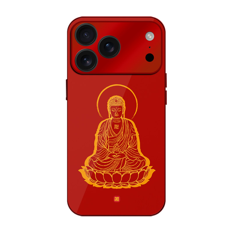 苹果玻璃生肖本命佛大红色中式风