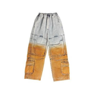 BTW秋季渐变撞色拼接牛仔裤