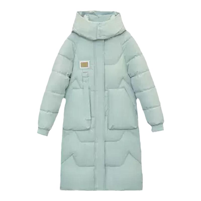 欧洲站冬季新款可拆卸帽棉衣女中长款过膝加厚棉袄棉服女外套黑色