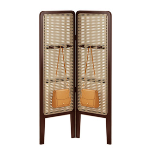折叠矮屏风隔断客厅可移动简易遮挡风屏中古风卧室装饰藤编背景墙