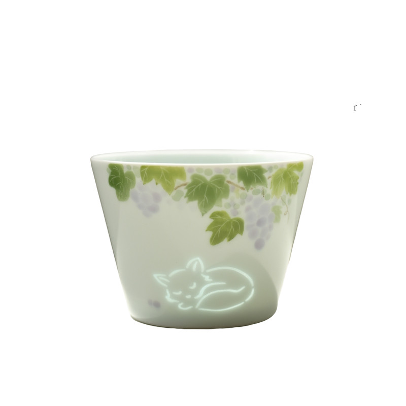 景德镇手绘釉下彩小狐狸的梦水杯茶杯手握杯咖啡杯拉花杯陶瓷杯
