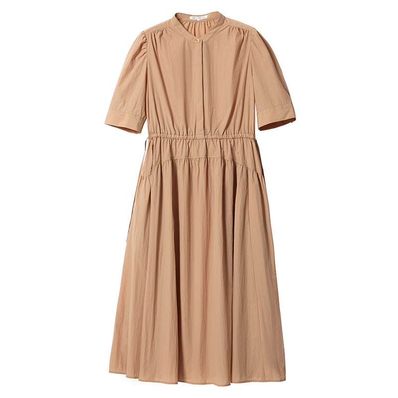 小立领套头五分袖连衣裙商场同款