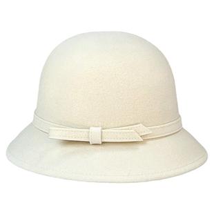 赫本风羊毛呢渔夫帽女款法式复古秋冬圆顶礼帽盆帽优雅白色帽子潮