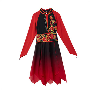 广场舞表演出服装女新款团队服古典舞秧歌服套装打腰鼓扇子舞蹈服