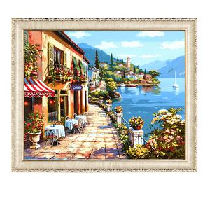 欧式海边小镇diy数字油画风景