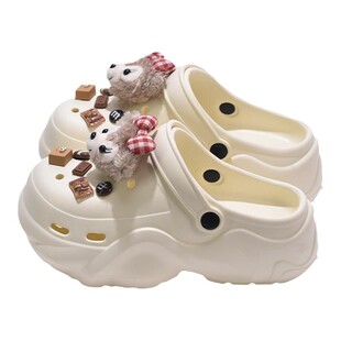 新款EVA可爱达菲熊洞洞鞋女夏外穿防滑不臭包头沙滩办公凉鞋两穿