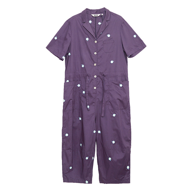 白目自原创设计夏高级感显瘦西服领工装直筒宽松休闲九分连体裤女