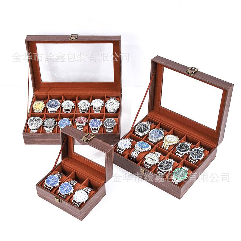 现货批发PU木纹皮革硬手表手表盒子枕盒子展示收纳盒收藏木盒饰品