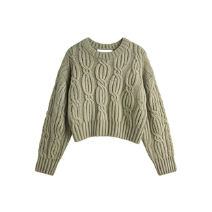 针织衫私服喇叭袖高领宽松慵懒风毛衣女冬季韩系短款针织上衣