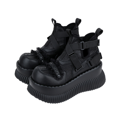 暗黑辣妹厚底短靴摇滚百搭高帮鞋