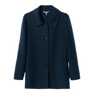 中式双面羊绒大衣女士短款直筒正肩大码宽松中老年妈妈装毛呢外套