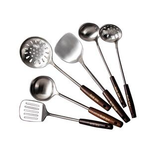 木柄304不锈钢漏勺子大锅铲厨房铲子勺全套装家用油汤勺商用餐饮