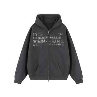 Dreammade 美式重磅铆钉开衫卫衣男春秋季2026新款设计感男生外套