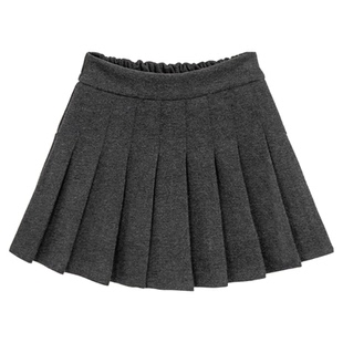 毛呢百褶裙女童秋冬季2025新款A字学院风加厚JK短裙加绒半身裙子9