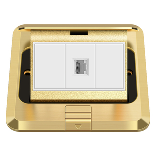 国际电工六类网络地插插座五孔加双电脑带网线接口模块地插座面板