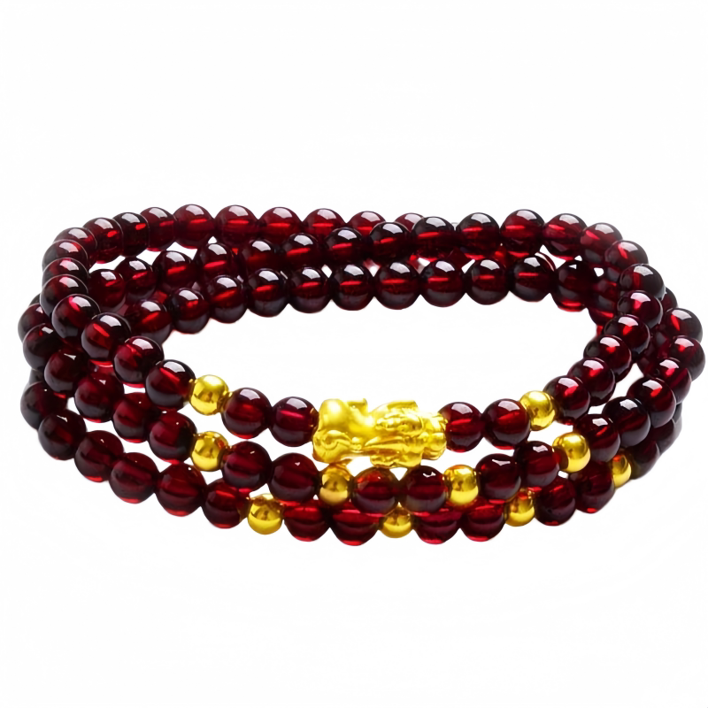 新款绕三圈金色貔貅配饰手串