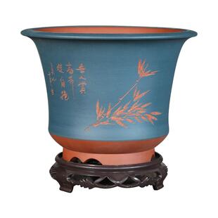 神力紫砂花盆兰花文竹阳台陶瓷大口花卉绿植罗汉松盆景盆古典盆栽