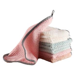 菠萝格抹布厨房专用清洁洗碗布不掉毛吸水方巾可挂式珊瑚绒擦手巾