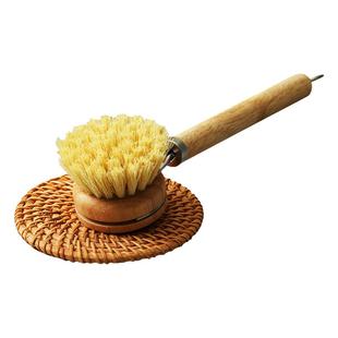 天然长柄锅刷厨房清洁刷可替换头软硬毛刷椰棕剑麻马毛不粘锅刷子