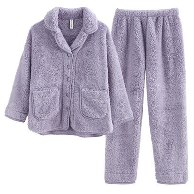 芬腾绵羊绒加厚珊瑚绒睡衣女