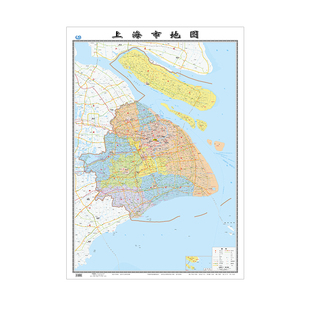 上海市地图分省系列大尺寸106x76cm高清防水行政交通二合一正面覆膜详细无折痕办公家用教室适用黄浦奉贤嘉定墙贴图中国地图出版社