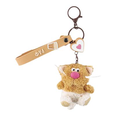 BUDIBASA巴迪宝思咖啡猫毛绒钥匙圈公仔包包小挂饰玩具玩偶挂坠