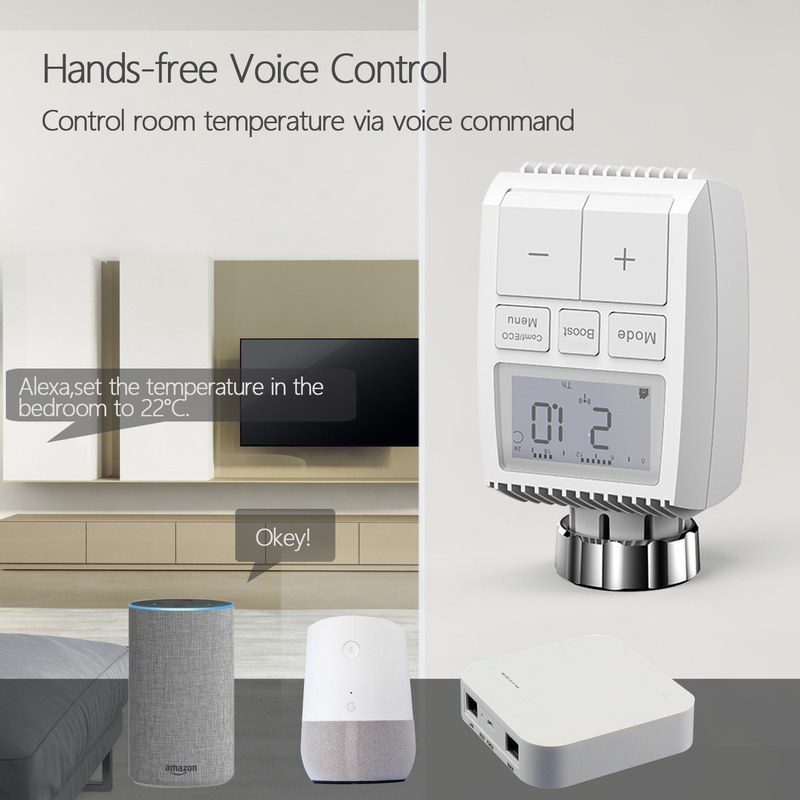 zigbee温控器智能暖气片电子恒温阀室内温度控制调节涂鸦智能家居