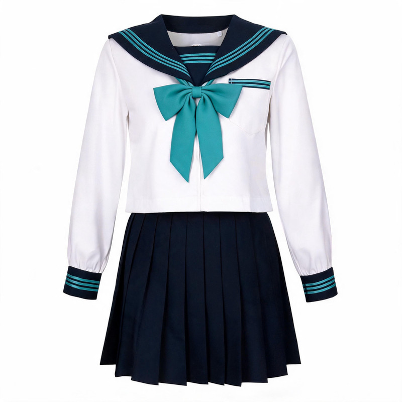 绀色青三本基础款水手服长短袖