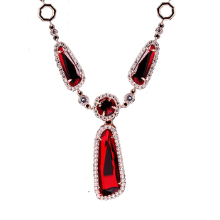 法国IDee项链女百搭毛衣链长款轻奢小众设计潮流红宝石时尚配饰品