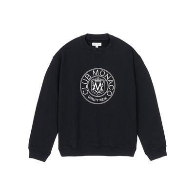 CLUB MONACO男装Crest字母美式休闲落肩圆领情侣卫衣