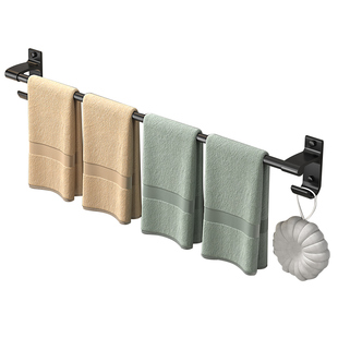 毛巾架卫生间毛巾杆浴巾架浴室单杆加长太空铝厕所架子双杆免打孔