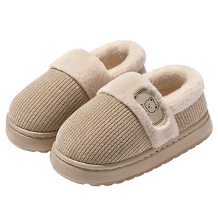 中老年人毛绒棉拖鞋女士冬季新款居家室内保暖防滑厚底包跟棉鞋男