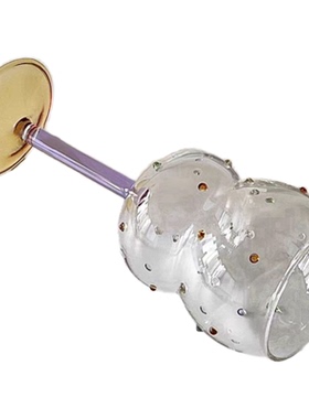 艺术高脚杯彩色宝石彩点香槟糖豆酒杯减压礼物ins创意玻璃杯