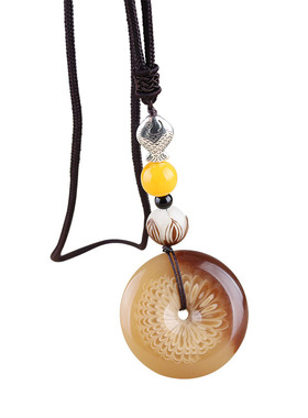 民族风复古女款百搭挂饰棉麻项链