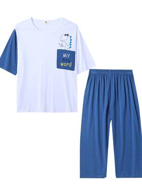 莫代尔男童睡衣夏季夏装短袖男孩