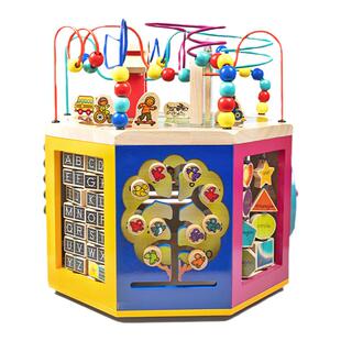 Springbuds木质儿童八面体绕珠早教益智百宝箱开心农场串珠玩具