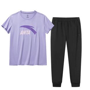 安踏运动套装女2026新款舒适休闲两件套妈妈夏装宽松透气跑步服女