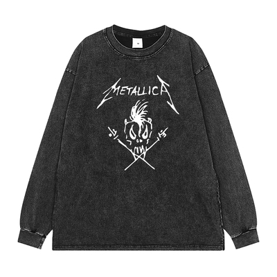 Metallica复古水洗做旧摇滚T恤