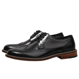 优100英伦风商务正装德比真皮鞋男士布洛克雕花休闲固特异手工鞋