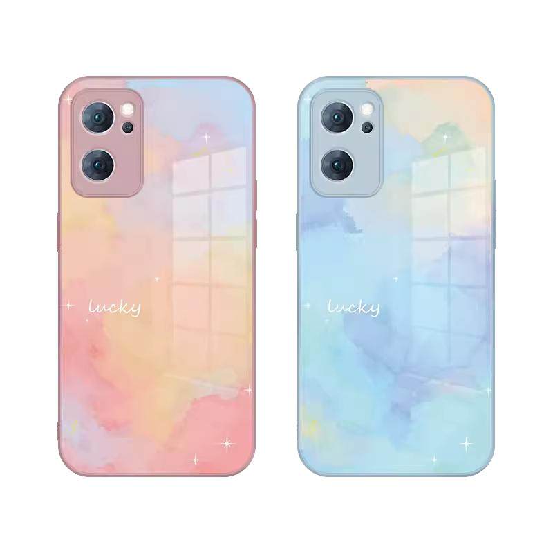 reno14手机壳reno12晕染11新款opporeno9渐变8小众高级感7高端13女款findx6适用x8玻璃奢华f